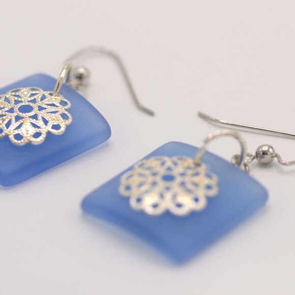 Sea Glass Dangle Earrings - Picture 8 of 10